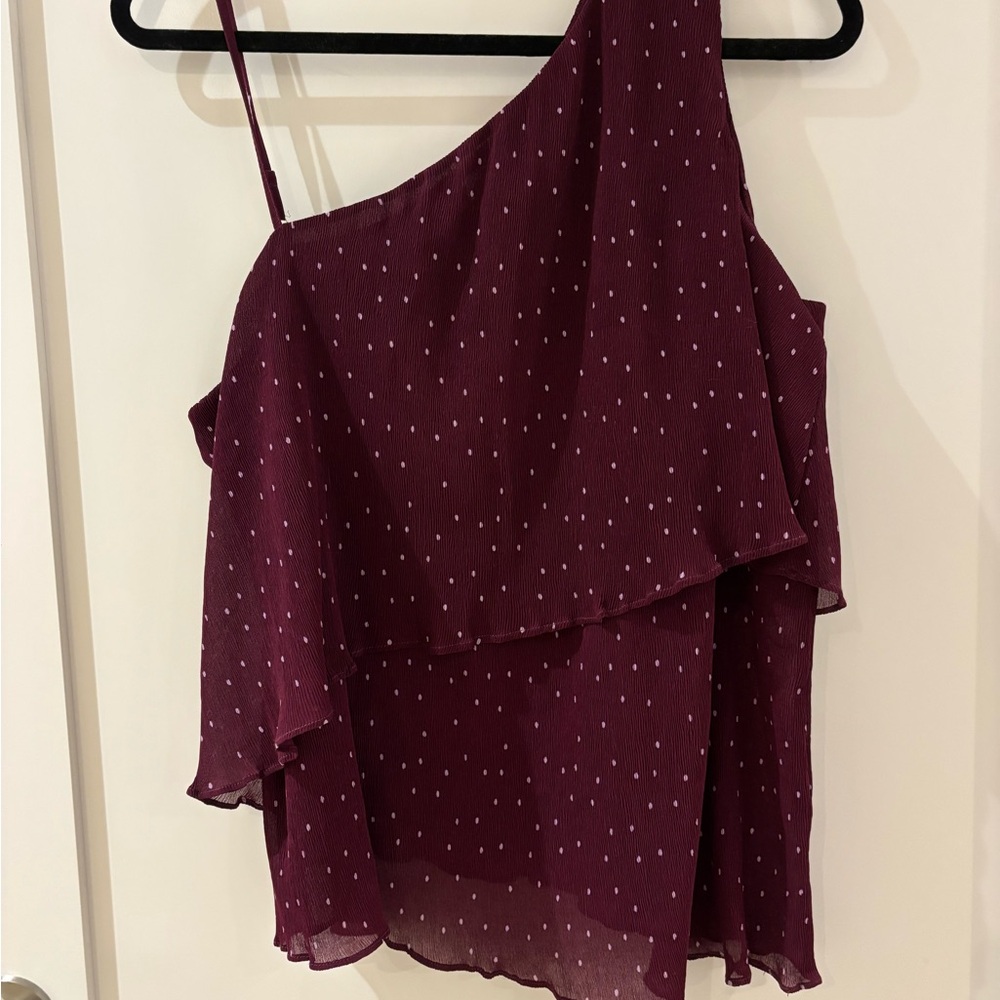 Parker Burgundy One-Shoulder Blouse